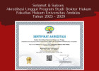 SELAMAT DAN SUKSES AKREDITASI UNGGUL PROGRAM STUDI DOKTOR HUKUM