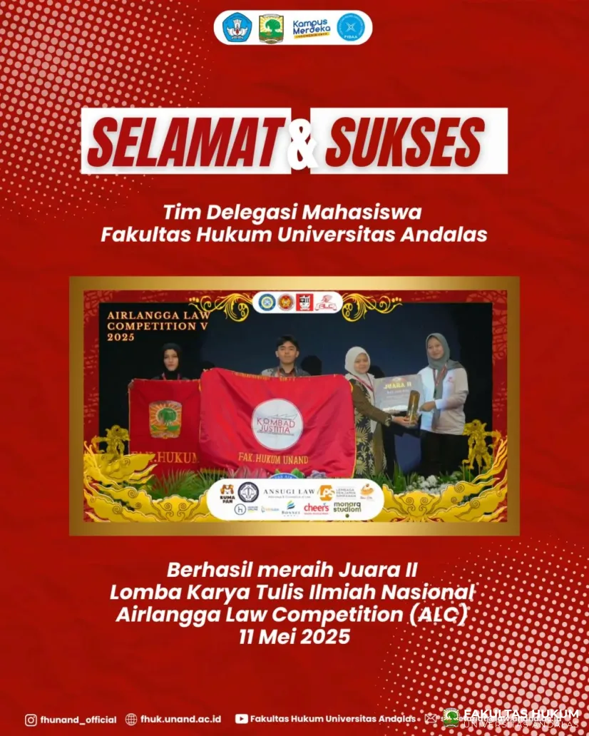 Delegasi Fakultas Hukum Unand Raih Juara II Lomba Karya Tulisa Ilmiah Nasional (alc)