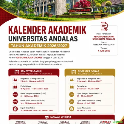 Kalender Akademik Universitas Andalas Tahun Akademik 2026/2027