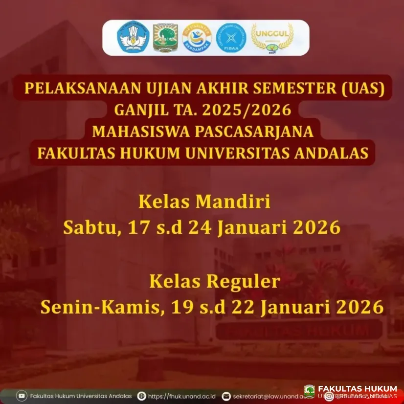PELAKSANAAN UJIAN AKHIR SEMESTER UAS GANJIL TA 2025/2026 MAHASISWA PASCASARJANA