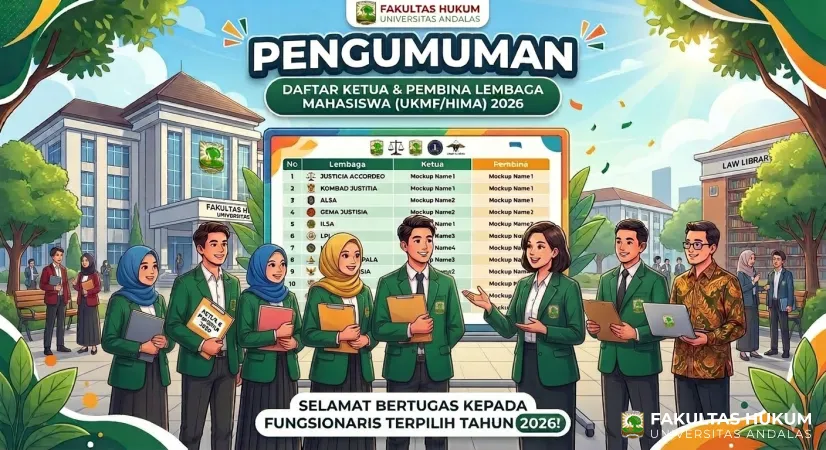 Fakultas Hukum Unand Lantik Ketua UKMF dan HIMA Periode Baru