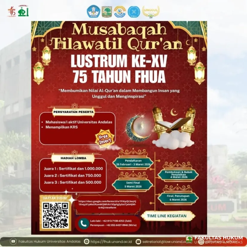 Semarak Lustrum ke-XV dan HUT ke-75, Fakultas Hukum Unand Gelar Lomba MTQ Antar Fakultas