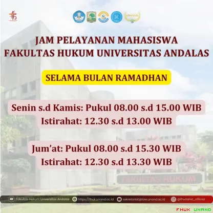Pengumuman jam pelayanan mahasiswa Fakultas Hukum...