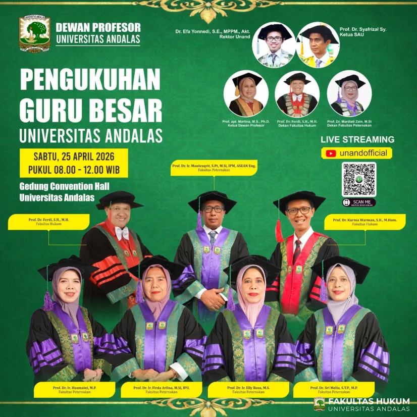 Pengukuhan 7 Guru Besar Universitas Andalas