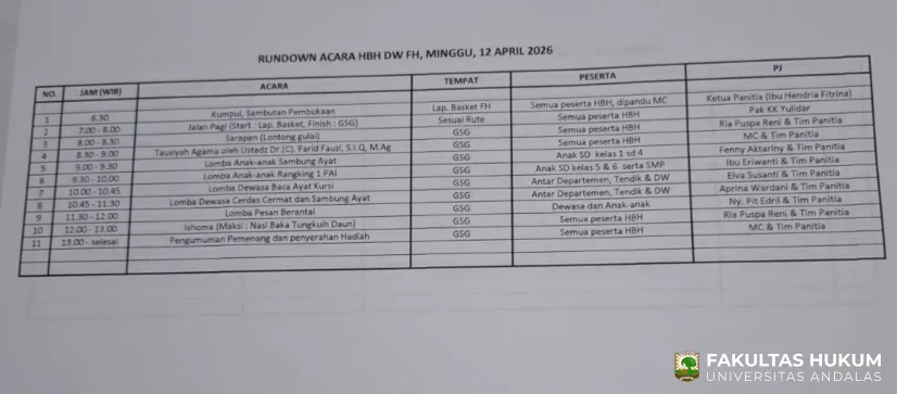 Halal Bihalal DH FH Akan Digelar 12 April 2026