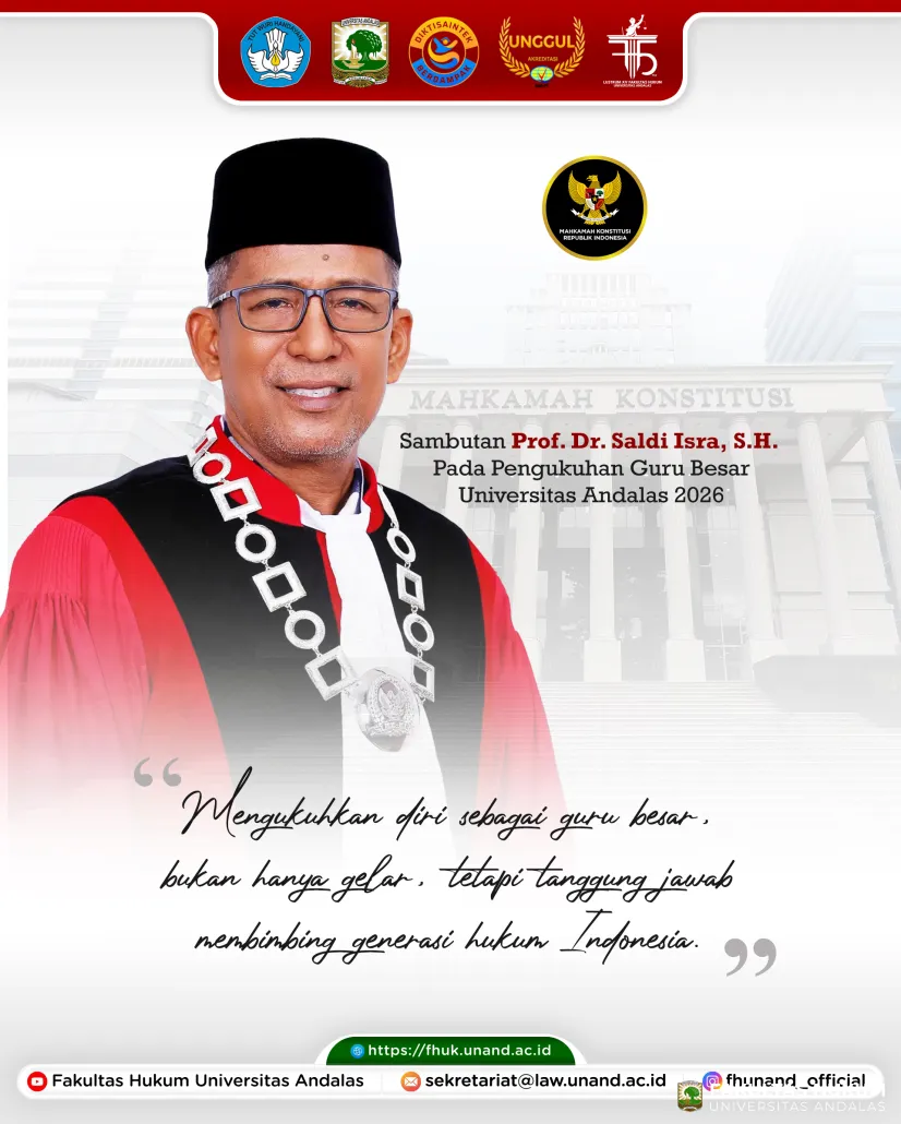 Saldi Isra Apresiasi Pengukuhan Guru Besar Universitas Andalas 2026