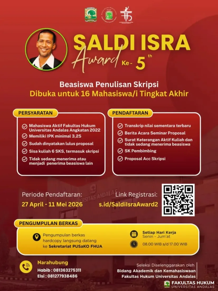 Saldi Isra Award ke-5 - Beasiswa Penulisan Skripsi