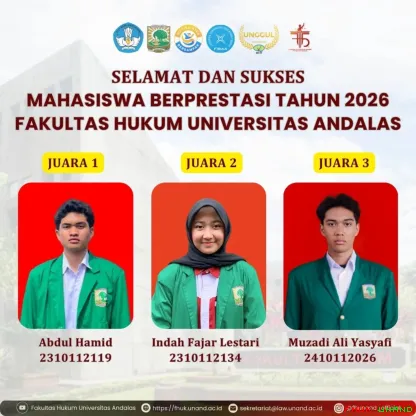 Fakultas Hukum Universitas Andalas mengumumkan mahasiswa...