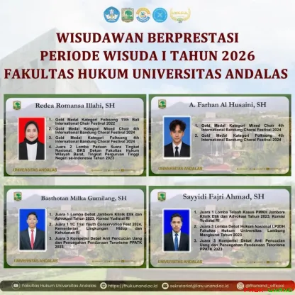 Fakultas Hukum Universitas Andalas mengumumkan wisudawan...