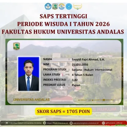 Selamat dan sukses kepada wisudawan dengan SAPS tertinggi...