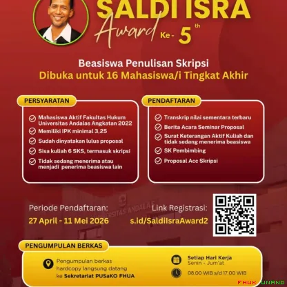 Beasiswa Penulisan Skripsi Saldi Isra Award ke-5 untuk...
