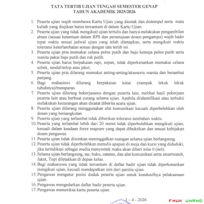 Pengumuman tata tertib Ujian Tengah Semester (UTS) Semester...