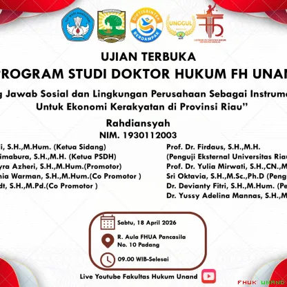 Pengumuman resmi pelaksanaan Ujian Terbuka Program Studi...