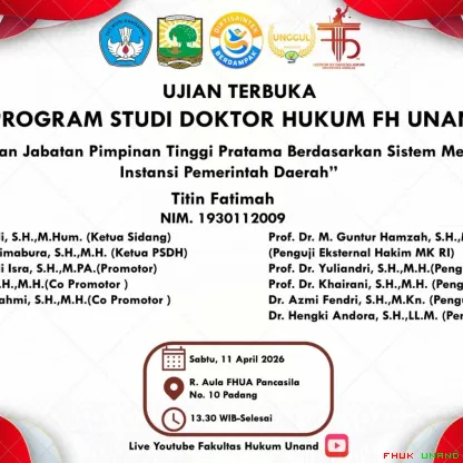 Pengumuman Ujian Terbuka Program Studi Doktor Hukum FH...