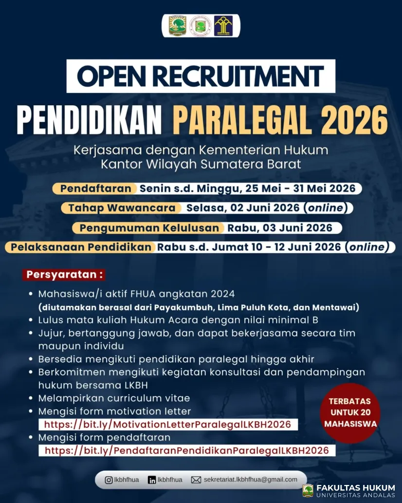 Open Recruitment Pendidikan Paralegal Tahun 2026