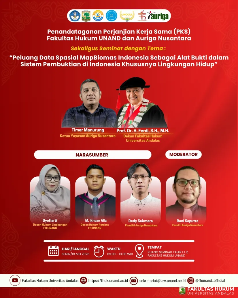 Penandatanganan Perjanjian Kerja Sama Fakultas Hukum UNAND dan Auriga Nusantara