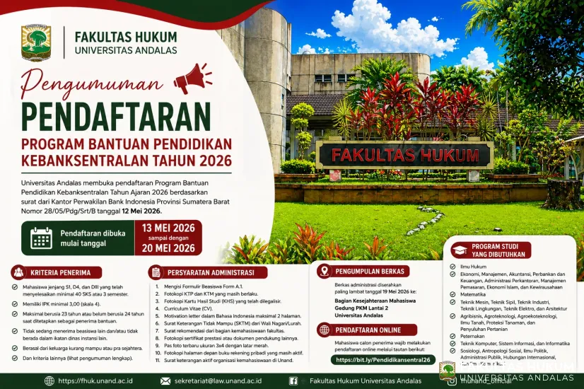 Pendaftaran Program Bantuan Pendidikan Kebanksentralan Tahun 2026