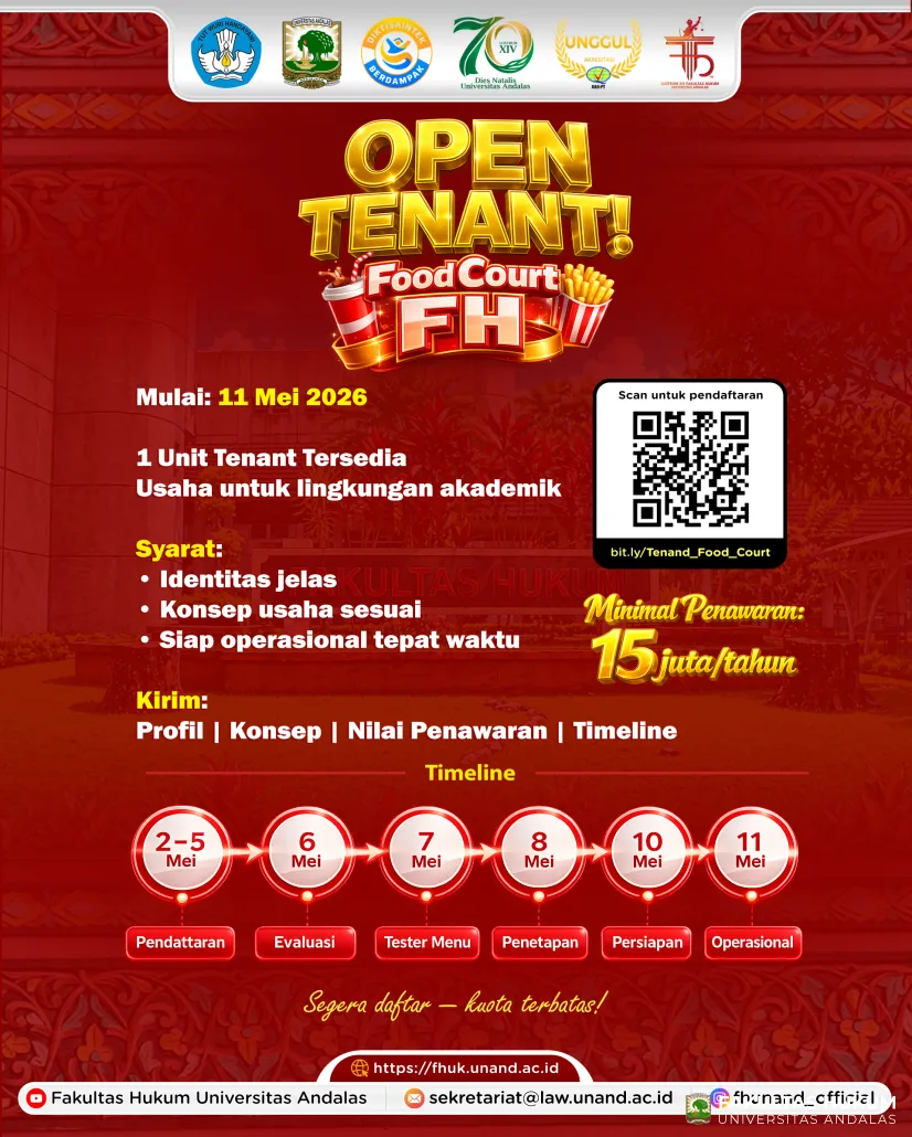 Pengumuman Pembukaan Penawaran Pengelolaan Tenant Food Court Fakultas Hukum