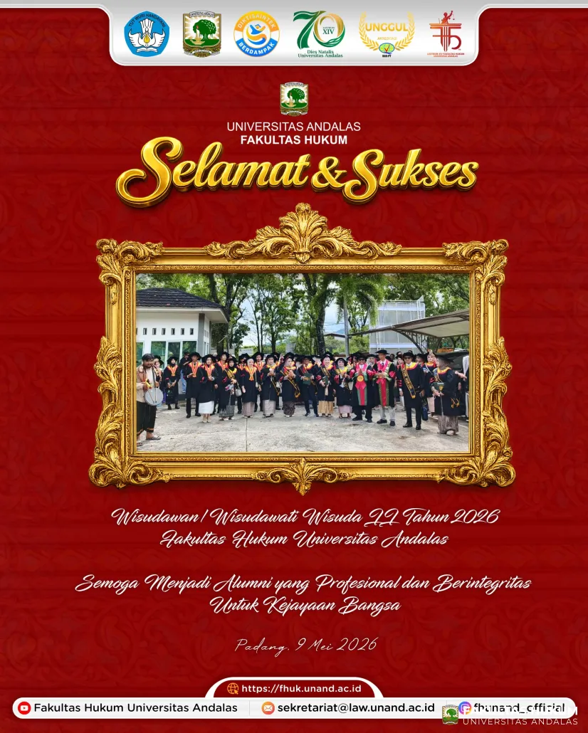 Wisuda II Tahun 2026 Fakultas Hukum Universitas Andalas