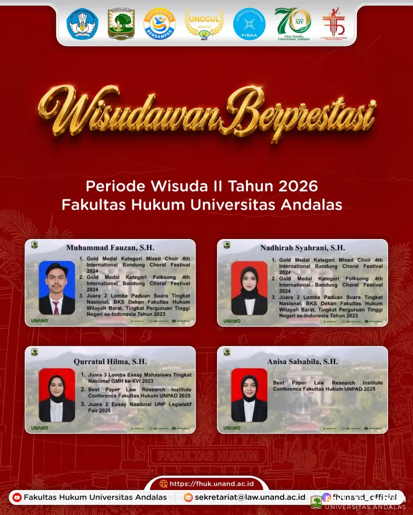 Fakultas Hukum Universitas Andalas mengumumkan wisudawan...