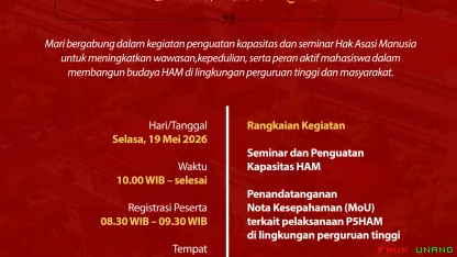Kegiatan seminar dan penguatan kapasitas HAM bagi mahasiswa...