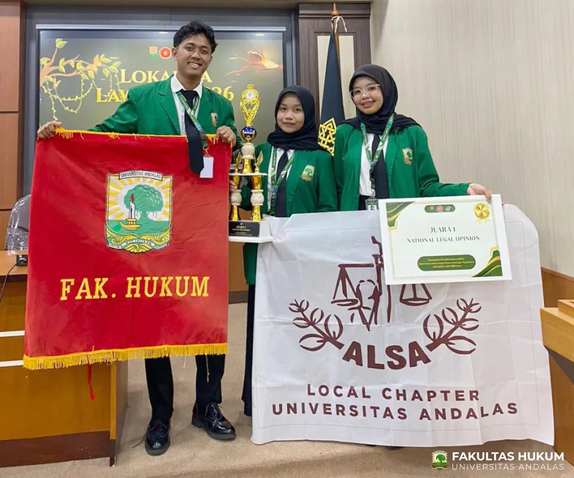 Mahasiswa FH UNAND Raih Juara 1 National Legal Opinion Competition Lokajaya Law Fair 2026