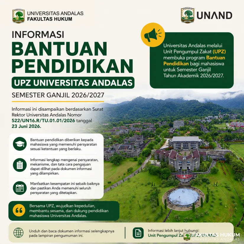 Informasi Bantuan Pendidikan UPZ Universitas Andalas Semester Ganjil 2026/2027