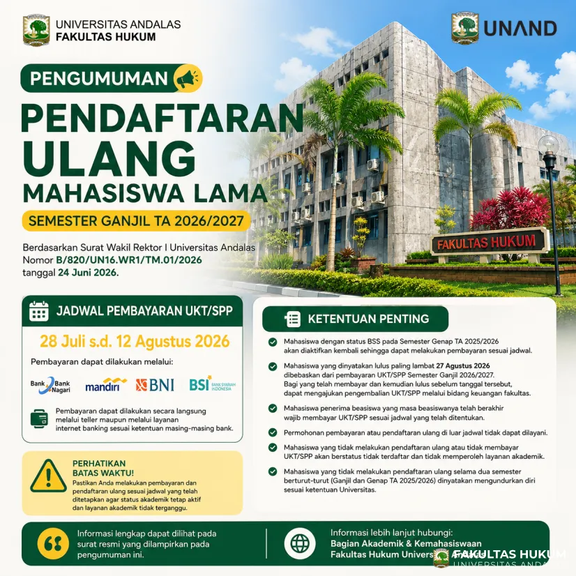 Pendaftaran Ulang Mahasiswa Lama Semester Ganjil TA 2026/2027