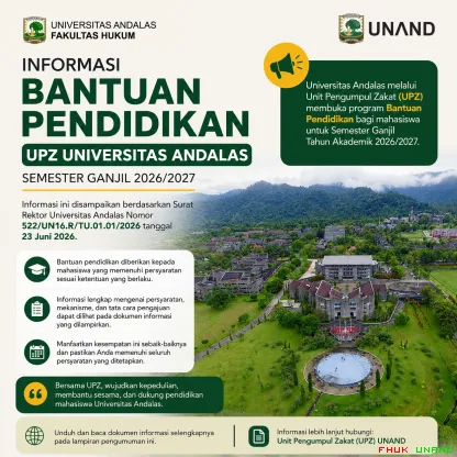 Universitas Andalas membuka informasi Bantuan Pendidikan...