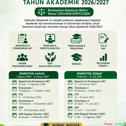 Universitas Andalas menetapkan Kalender Akademik Tahun...