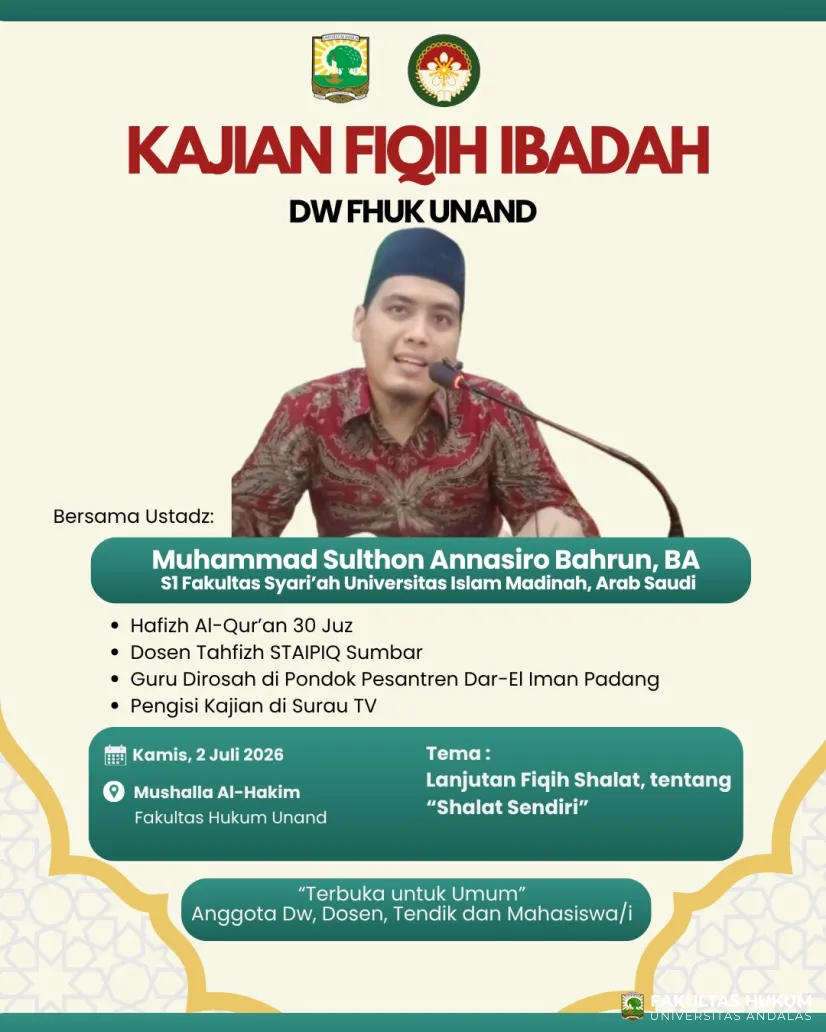 Kajian Fiqih Ibadah DW Fakultas Hukum Universitas Andalas