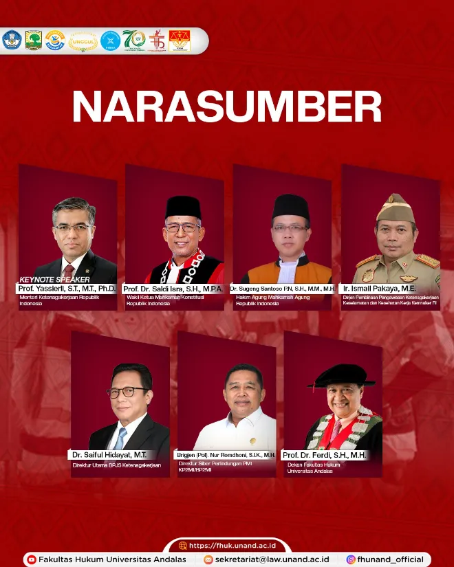 Narasumber fakultas hukum universitas andalas bekerja sama dengan perkumpulan pengajar dan praktisi hukum ketenagakerjaan indonesia (p3hki) akan menyelenggarakan konferensi nasional hukum ketenagakerjaan (knhk) 2026