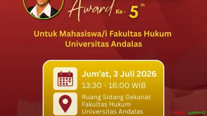 Fakultas Hukum Universitas Andalas akan menyelenggarakan...