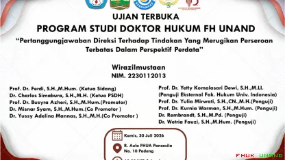 Fakultas Hukum Universitas Andalas menyelenggarakan Ujian...