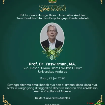 Fakultas Hukum Universitas Andalas berduka atas wafatnya...