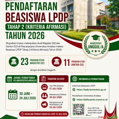 Pendaftaran Beasiswa LPDP Tahap 2 (Kriteria Afirmasi) Tahun...