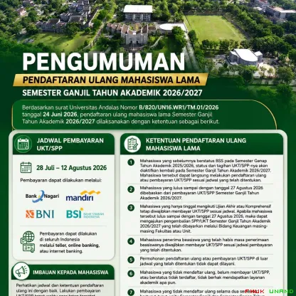 Pengumuman pendaftaran ulang mahasiswa lama Universitas...