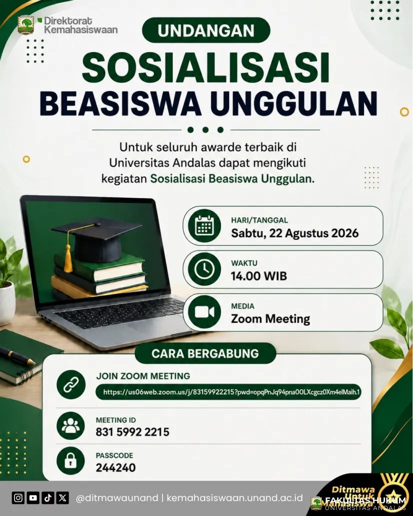 Direktorat Kemahasiswaan Universitas Andalas mengundang...