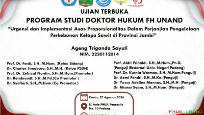Ujian Terbuka Promosi Doktor Program Studi Doktor Hukum...