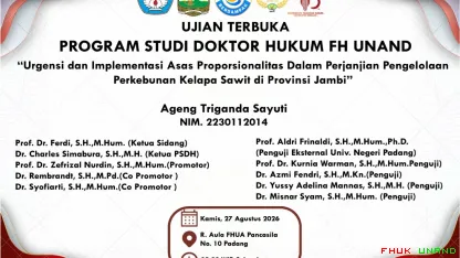 Fakultas Hukum Universitas Andalas menyelenggarakan Ujian...
