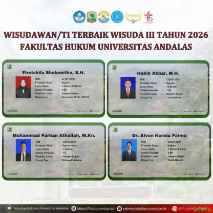Fakultas Hukum Universitas Andalas menyampaikan selamat...