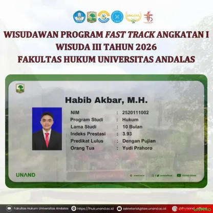 Habib Akbar, M.H. menjadi Wisudawan Program Fast Track...