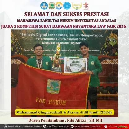 Fakultas Hukum Universitas Andalas mengucapkan selamat dan...