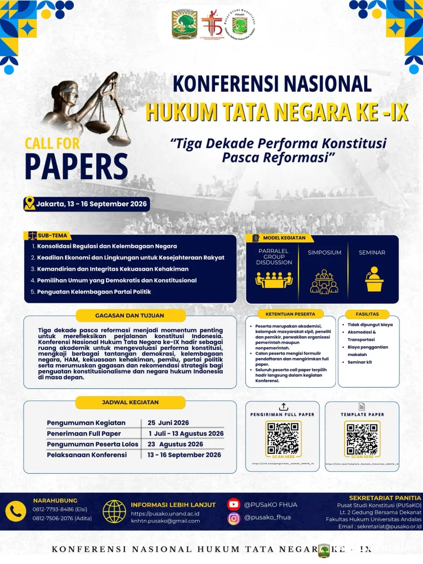 KNHTN IX Digelar di Jakarta, Bahas Tiga Dekade Performa Konstitusi Pasca Reformasi