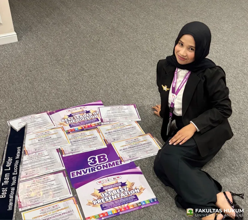 Mahasiswa Fakultas Hukum Universitas Andalas Raih Juara 1 Presentasi International Youth Excursion Network