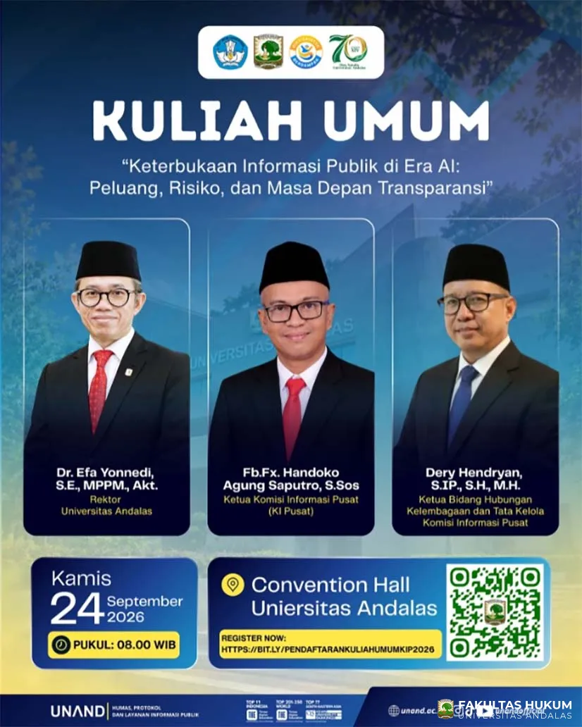 UNAND Gelar Kuliah Umum Keterbukaan Informasi di Era AI, Perkuat Kerja Sama dengan Komisi Informasi Pusat