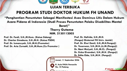 Ujian Terbuka Promosi Doktor Program Studi Doktor Hukum...