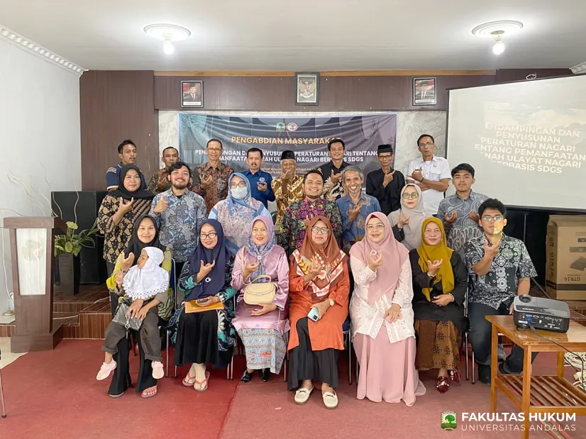 PAgA FH Universitas Andalas Dampingi Penyusunan Peraturan Nagari tentang Pengelolaan Tanah Ulayat Berbasis SDGs