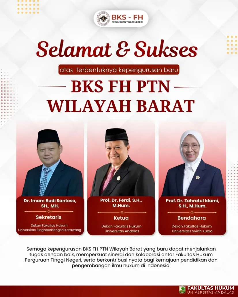 Prof. Dr. Ferdi Terpilih sebagai Ketua BKS FH PTN Wilayah Barat