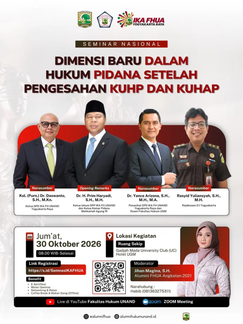 IKA FH UNAND Yogyakarta Raya menggelar Seminar Nasional...